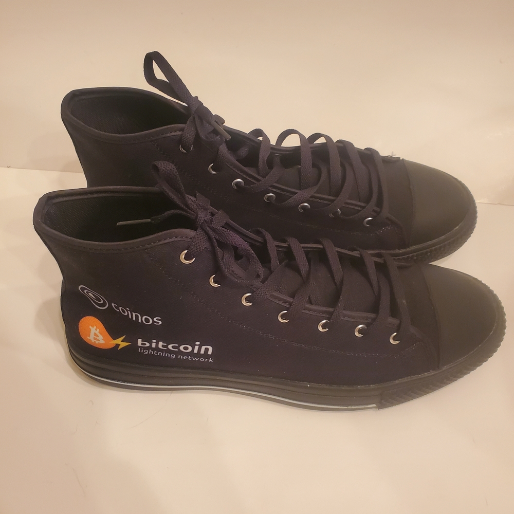 Black High-Top Sneakers with Bitcoin Logo